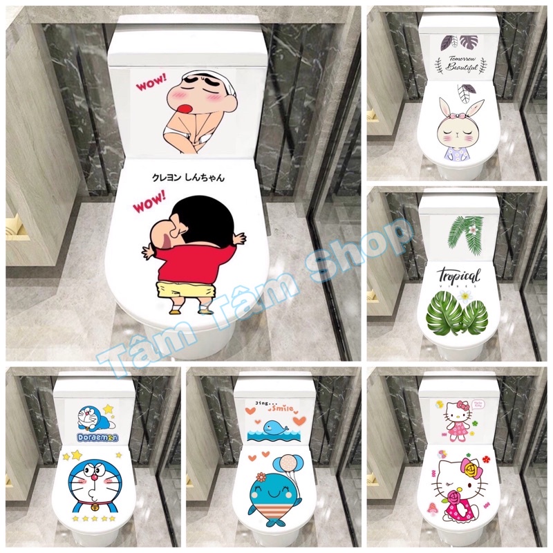 Miếng dán trang trí Toilet siêu xinh, chất liệu decal không thấm nước,độ bền cao.
