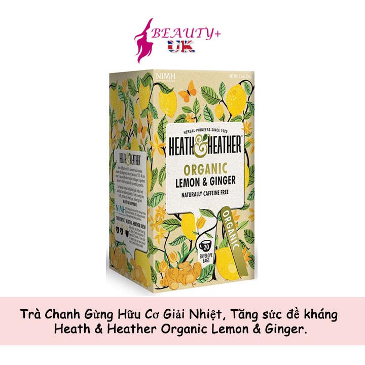 Trà Chanh Gừng Hữu Cơ Giải Nhiệt, Tăng sức đề kháng Heath & Heather Organic Lemon & Ginger Nhập Từ Anh
