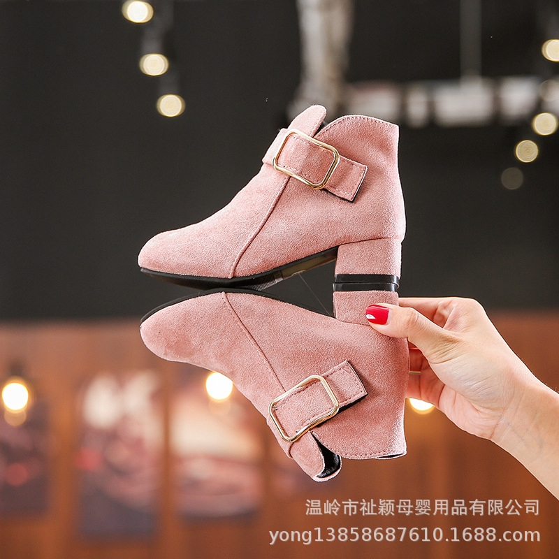 Giày bốt Martin cao gót kiểu Hàn Quốc thời trang mùa đông cho bé gái