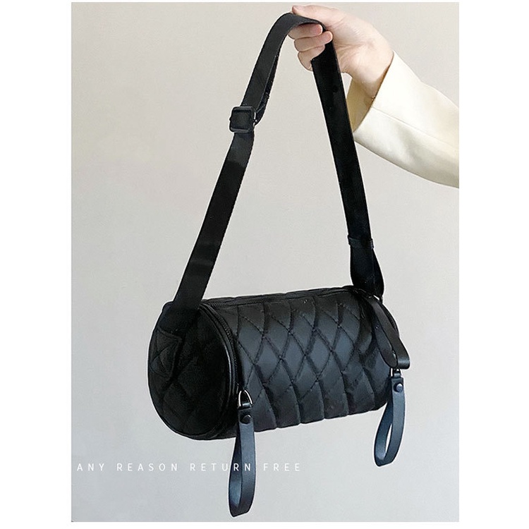 Túi xách nữ hình trụ thời trang đeo vai và đeo chéo màu đen