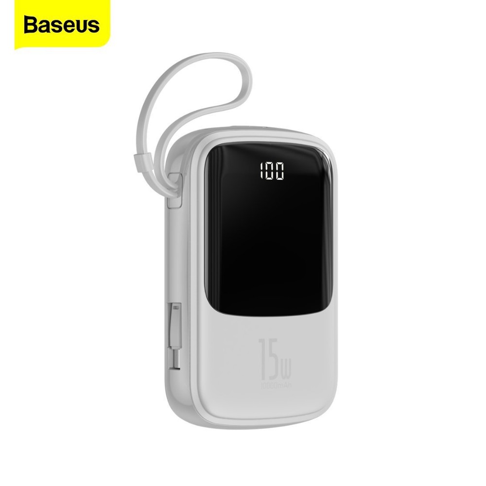 PIN SẠC DỰ PHÒNG BASEUS Q Pow tích hợp Cable 10000mAh  3A - 15W Led Hiển Thị PPQD-A02