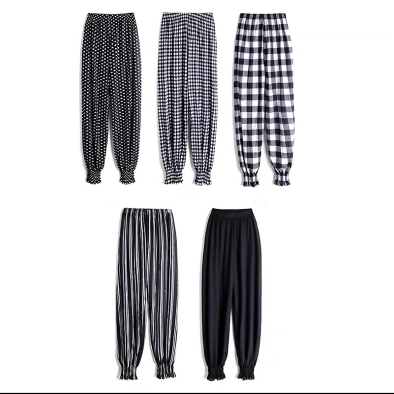 Quần Jogger Nữ năng động hàng Quảng Châu freesize từ 35-60kg. Quần Caro thiết kế Bo Gấu được chọn mẫu