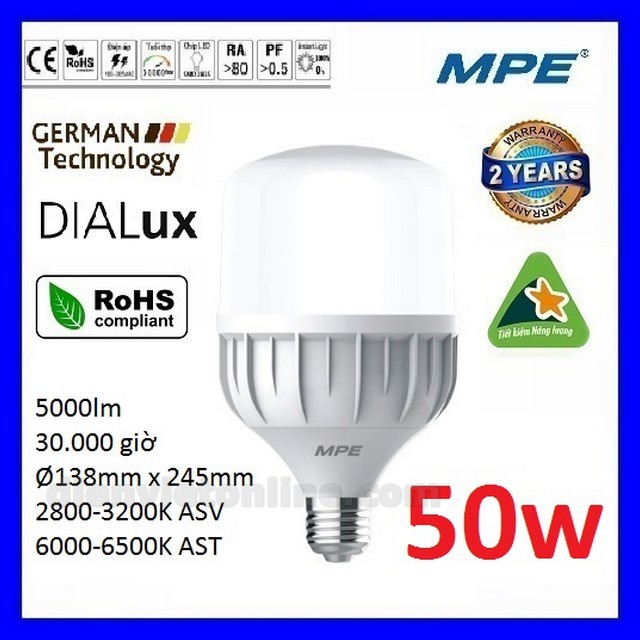 Bóng led bulb 50W cao cấp MPE ( tiêu chuẩn Châu Âu ) - Điện Việt