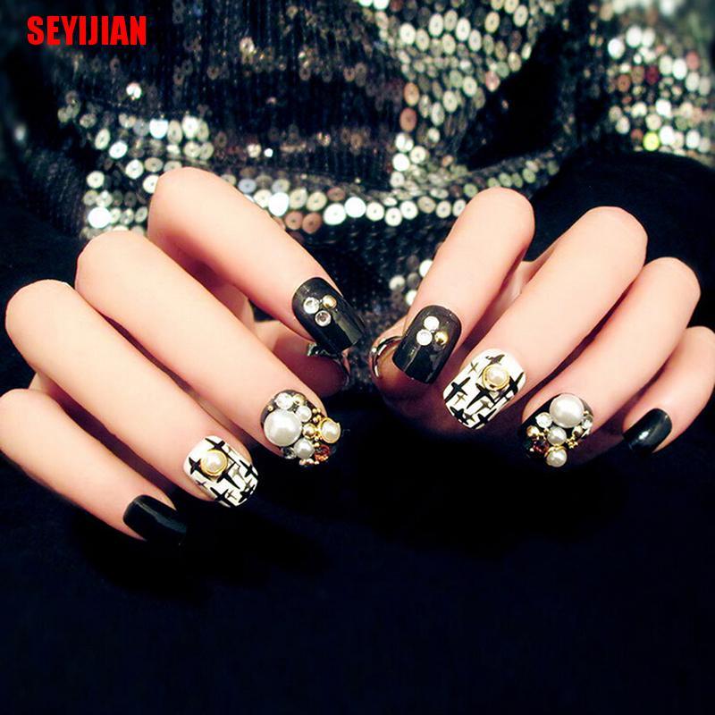 Set 24 Móng Tay Giả Bằng Acrylic Toàn Diện Phong Cách Pháp