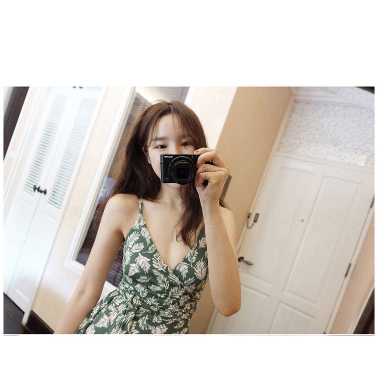 Bikini tắm biển một mảnh lá xanh, buộc eo - 18088