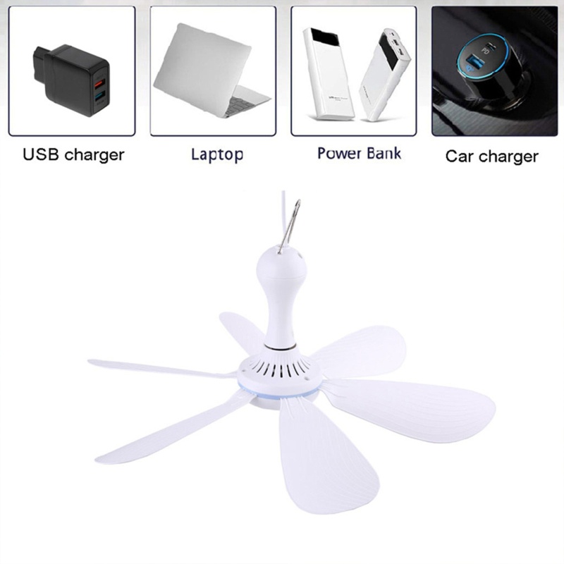 Quạt Trần 6 Cánh Sạc Cổng USB Yên Tĩnh Có Công Tắc Treo Cho Lều Cắm Trại / Nhà Ở / Ngoài Trời