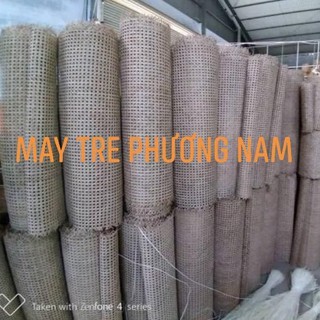 Mành mây đan mắt cáo tự nhiên, màu nâu tự nhiên mâu đỏ khổ 50 cm