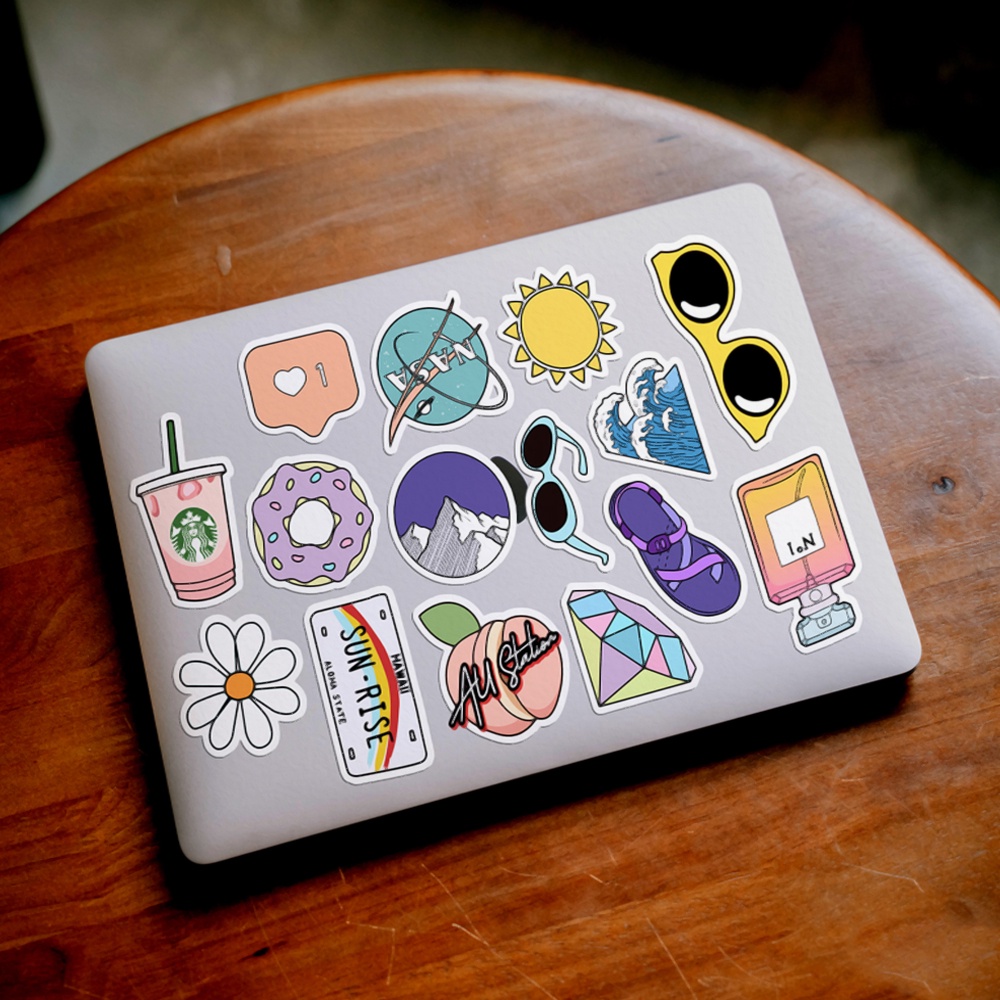 Sticker nhựa hình dán VSCO STYLE siêu dễ thương  - sticker nhựa PVC không thấm nước