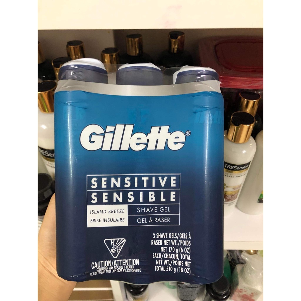 Gel cạo râu 170g Gillette Sensitive Sensibile Shave Gel, Mẫu mới