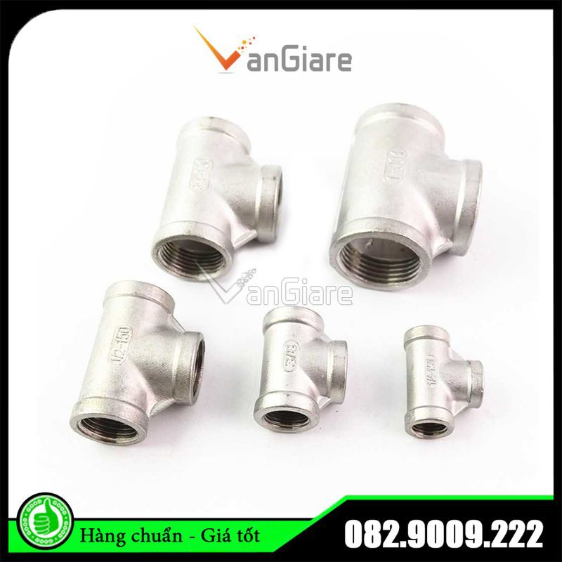 Tê nối ren trong - nối 3 ngã răng trong inox 21 27 34 42 49 60 inox100%