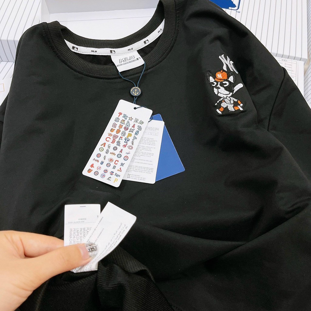 Áo thun dài tay nỉ da cá Sweater MLB MONOGRAM BACK BIG LOGO OVERFIT SWEATSHIRT NEW YORK YANKEES UNISEX FREESIZE