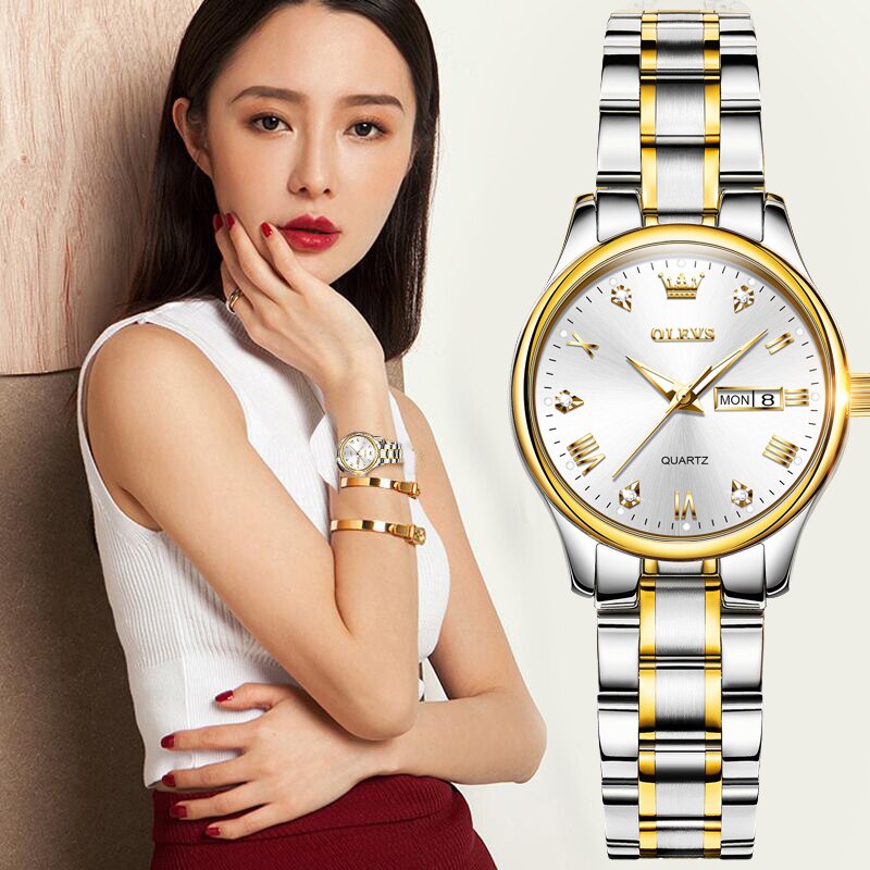 Đồng hồ nữ dây thép FullBox chính hãng Olevs, mặt kính chống trầy xước, chống nước 3ATM, đồng hồ nữ văn phòng,sang trọng