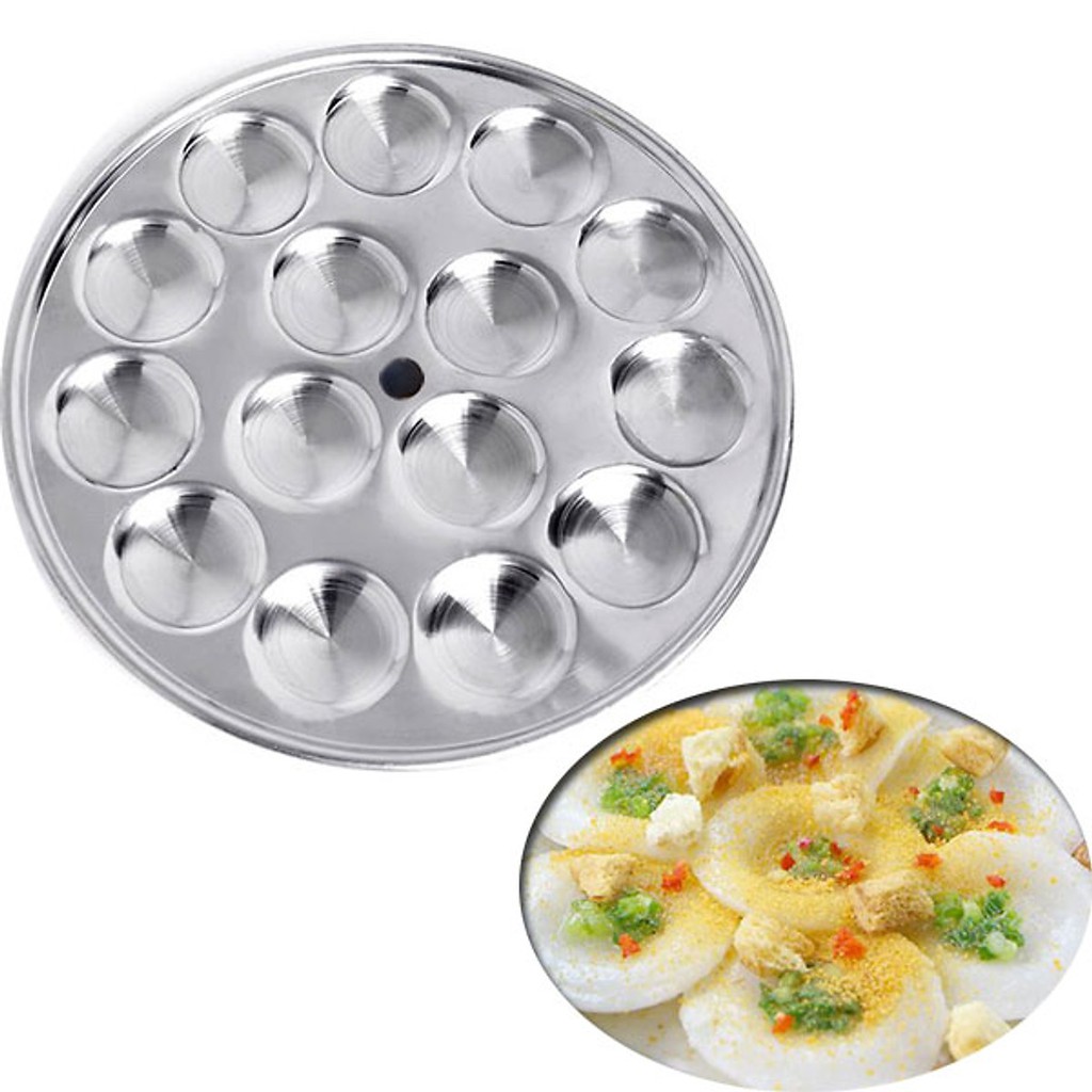 Khuôn Làm Bánh Bèo Đường Kính 26CM 15 Lỗ Inox Sáng Bóng