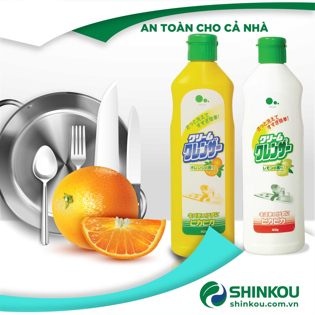 Kem Tẩy Xoong Nồi Đa Năng Hương Cam 400ml/chai ( Tẩy Sạch Bóng Sáng Dao, Nồi Sành Sứ, Thủy Tinh...)