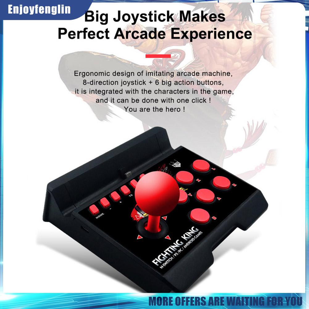 （Enjoyfenglin） 4-in-1 Retro Arcade Game Joystick Station USB C Wired TURBO Fighting Controller