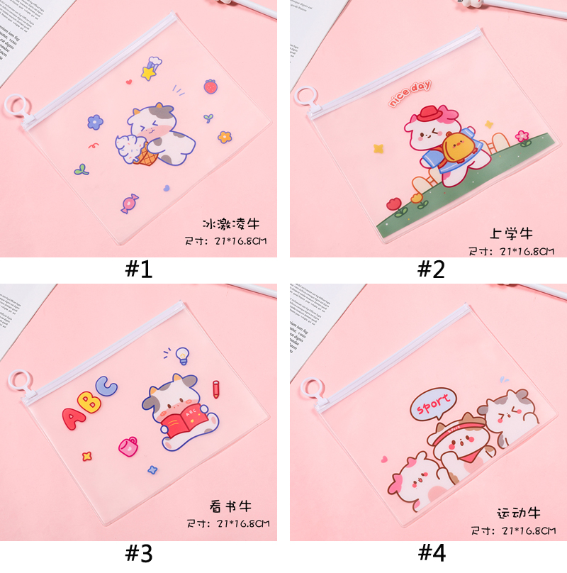 Túi Đựng Bút Khóa Kéo Chất Liệu PVC Họa Tiết Hoạt Hình Xinh Xắn