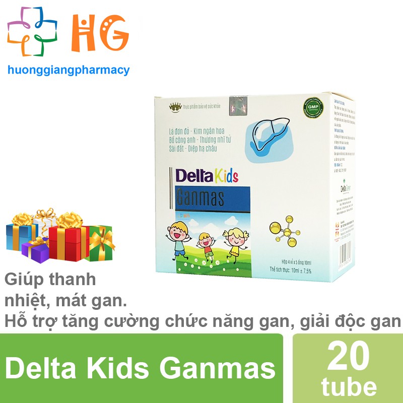 Delta Kids Ganmas - Giúp thanh nhiệt, mát gan, giải độc gan. Hỗ trợ tăng cường chức năng gan (Hộp 20 ống)