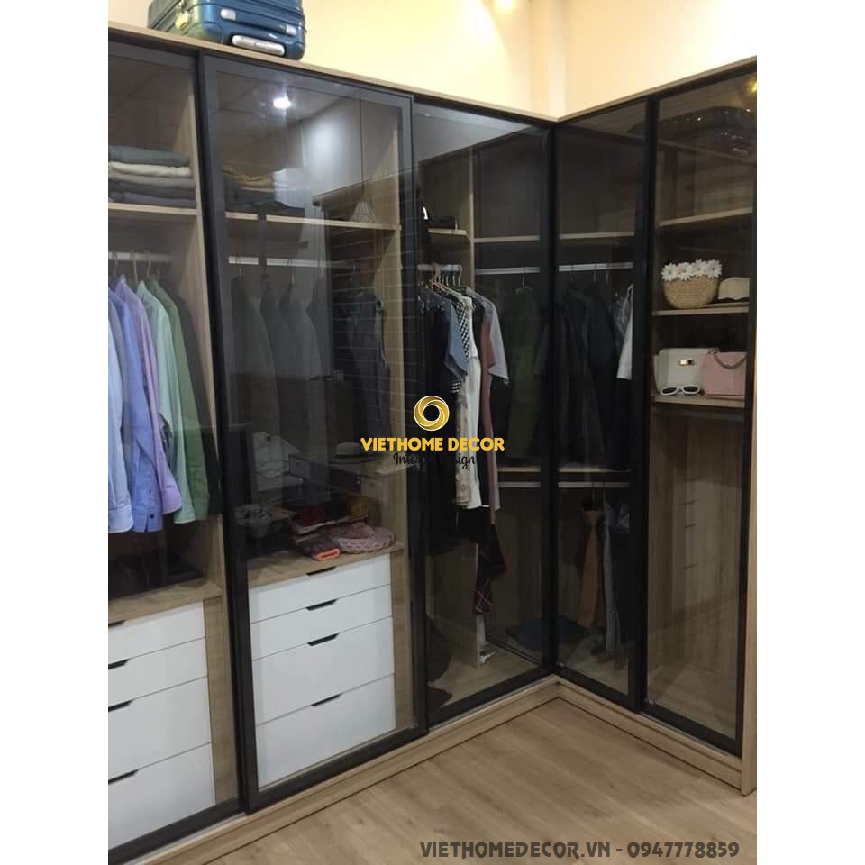 Tủ quần áo cánh kính - tủ quần áo phòng thay đồ - viethome decor
