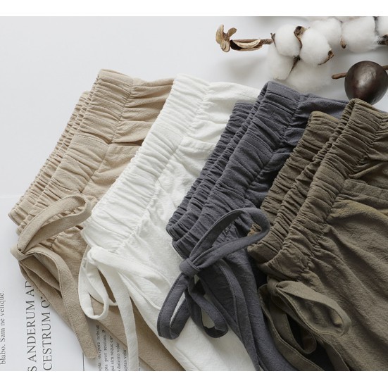Quần đùi nữ short ngắn bigsize ống rộng dáng suông lưng chun - chất vải đũi mềm mát
