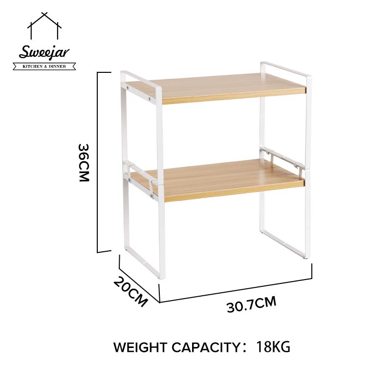SWEEJAR Kệ  bằng gỗ thép không gỉ để gia vị đồ dùng nhà bếp tiện dụng