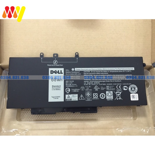 ZIN 68Wh - Pin laptop Dell Latitude 15 3520 3530 E5280 E5480 E5580 E5490 E5590 E5591 E5480 93FTF 3DDDG GJKNX New 100%