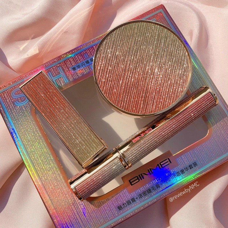 Giftset Binmei Shine Kim Tuyến vàng bộ 3 món Gồm: Phấn Nước - Son Thỏi - Mascara | BigBuy360 - bigbuy360.vn