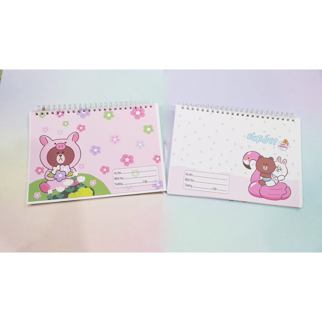 Vở vẽ gấu brown thỏ cony vịt sally lò xo A5 VV5I4 20 tờ thần tượng kpop hoạt hình cute dễ thương