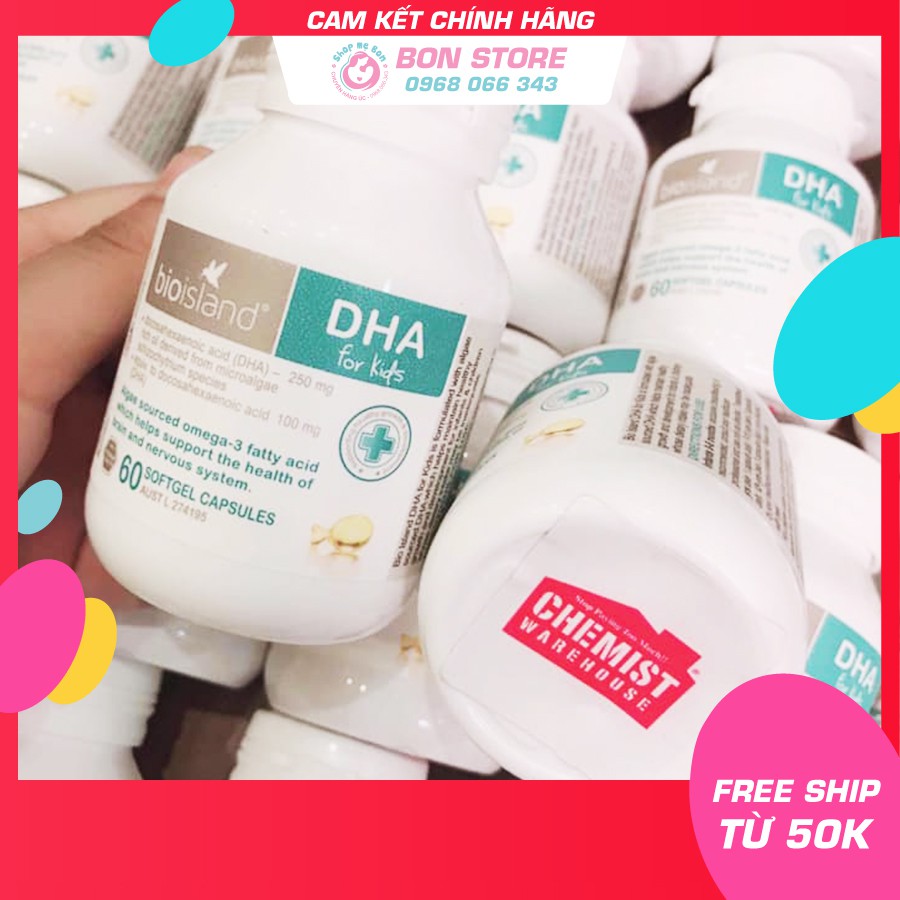 [Mã MKBC245 giảm 8% đơn 400K] [TEM ĐỎ CHEMIST] Dha Bioisland cho Bé từ 6 tháng trở lên 60 viên - Xuất xứ Úc