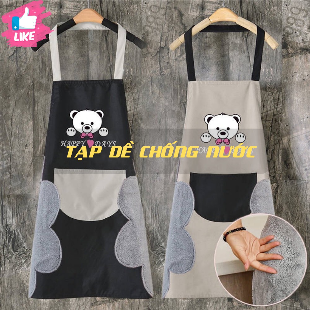 Tạp dề nấu ăn , tạp dề chống nước cao cấp ,có khăn lau tay bên hông tiện lợi ATILA SHOP