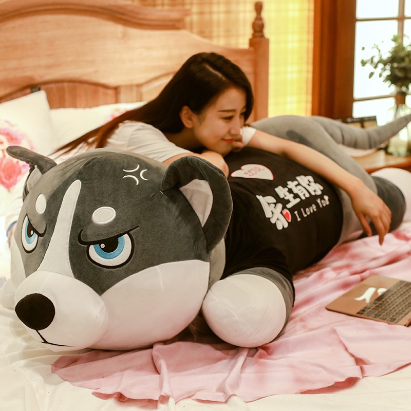 Gối ôm gấu bông chó ngáo husky 70cm, 1m, 1m2 nhồi bông cao cấp-KHANGSTORE.VN