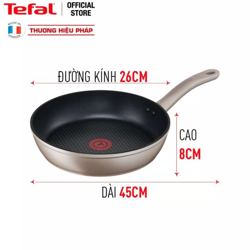 Chảo chiên chống dính đáy từ 24cm/ 26cm/ 28cm Tefal Sensations