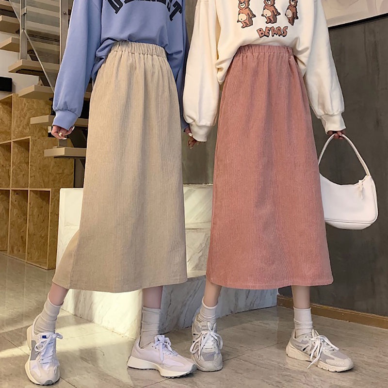 [LININ] Chân Váy Nhung Chữ a Lưng Cao Ôm Dáng Phong Cách Preppy Nhật Bản Ngọt Ngào Mùa Thu Đông