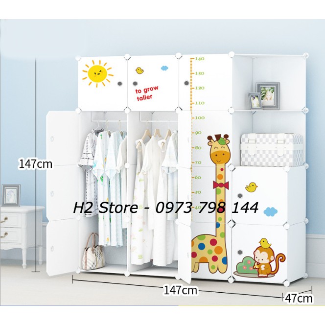 TỦ LẮP GHÉP 16 Ô (GỒM 2 KỆ GÓC) CỬA HƯƠU CAO CỔ ĐỂ ĐỒ ĐA NĂNG THÔNG MINH sâu 47cm