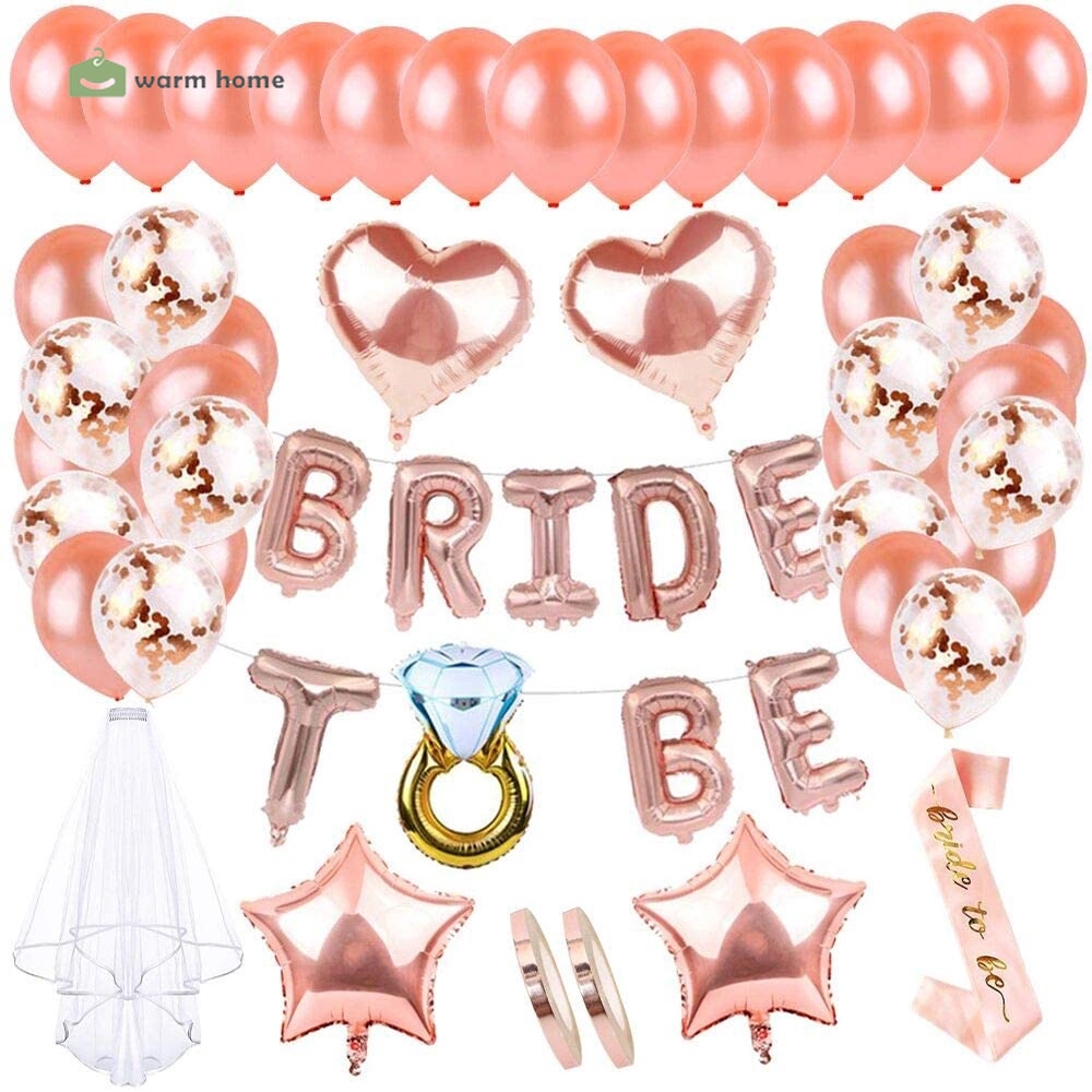 Bộ bóng bay màu vàng hồng chữ BRIDE TO BE dùng trang trí tiệc tiện dụng