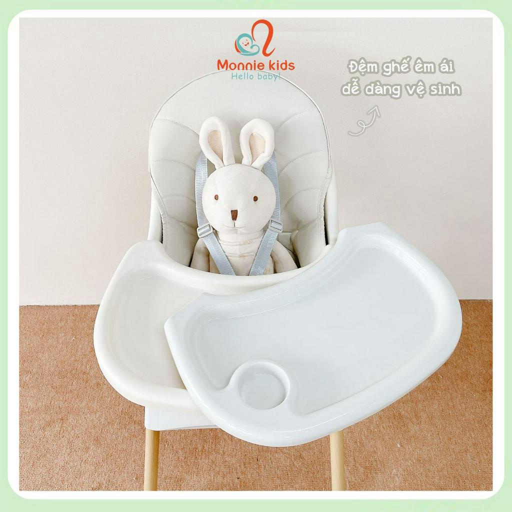 Ghế ăn dặm có nấc điều chỉnh MonMon Cream 6M+, bàn ăn dặm tùy chỉnh cho bé - Monnie Kids