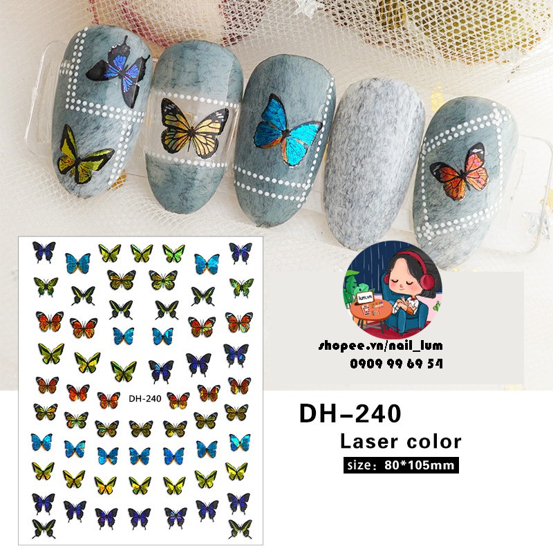[Video Thực Tế] Nail Sticker - Dán Móng Tay Cánh Bướm