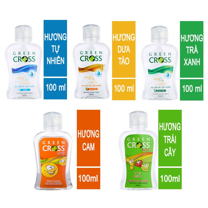 Dung Dịch Rửa Tay Khô Giúp Làm Sạch, Loại Bỏ Vi Khuẩn Green Cross (100ml, 250ml)