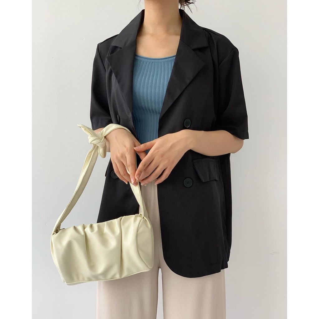 Áo Blazer tay ngắn 1 lớp, vải cotton mịn | BigBuy360 - bigbuy360.vn