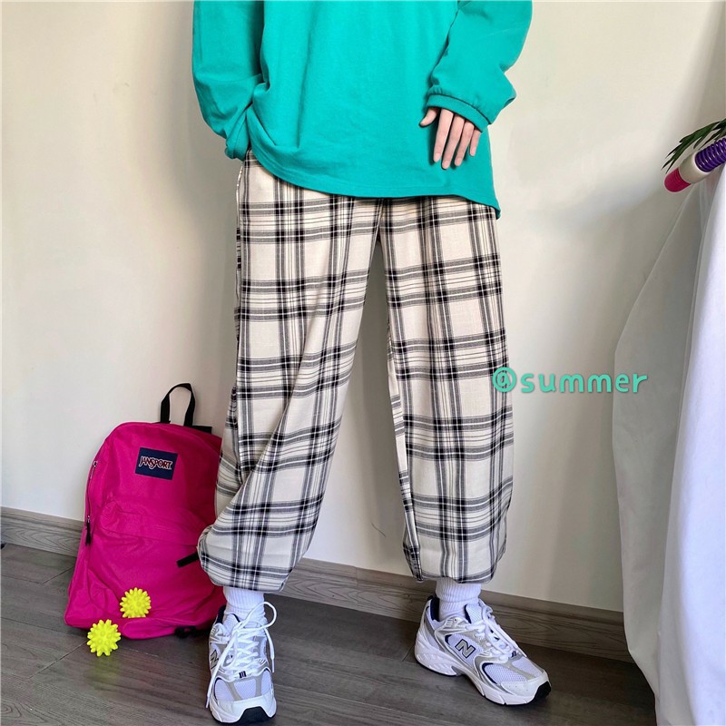Quần ống rộng kẻ caro ♥️ Quần ống suông họa tiết caro hot hit ♥️ Quần ống rộng phong cách ulzzang - NhimShop | BigBuy360 - bigbuy360.vn