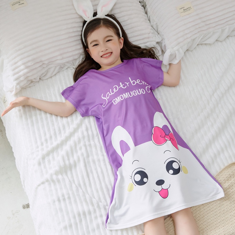 Đầm Ngủ Ngắn Tay Thời Trang Xinh Xắn Dành Cho Bé Gái