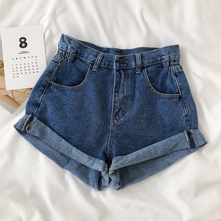 quần short jean chun eo gập gấu