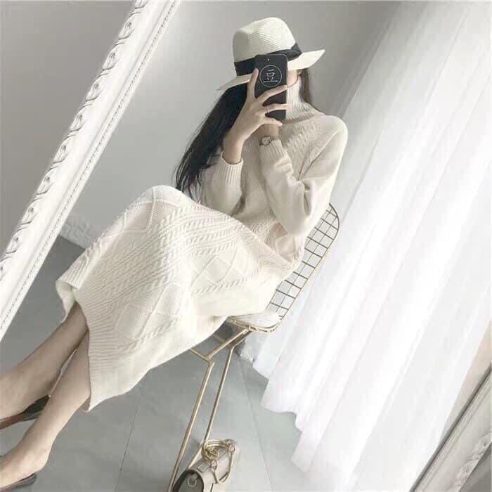 [HÀNG CÓ SẴN] Váy Len Nữ Dáng Suông Họa Tiết Thừng Xoắn_Hàng Quảng Châu Nặng Trịch_Xuống Phố Là Xinh | BigBuy360 - bigbuy360.vn