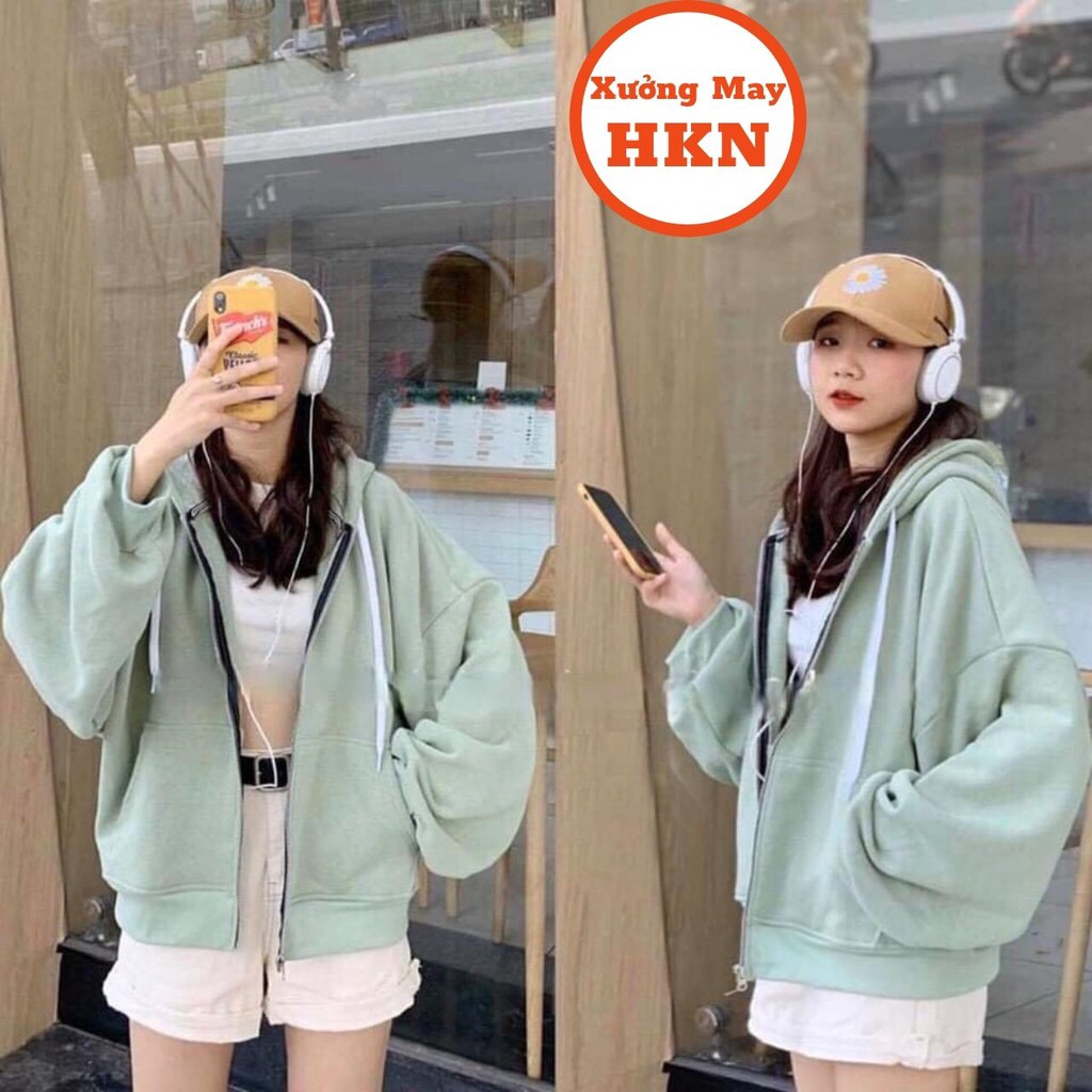 Áo Khoác Hoodie Nỉ Nữ Trơn Tay Phồng Vải Đẹp Mã 651 Xưởng May HKN