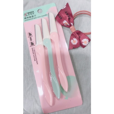 Dao cạo lông mày tiện dụng.Set 3 cái được tặng thêm dây buộc tóc nơ 🎁 xinh xắn.