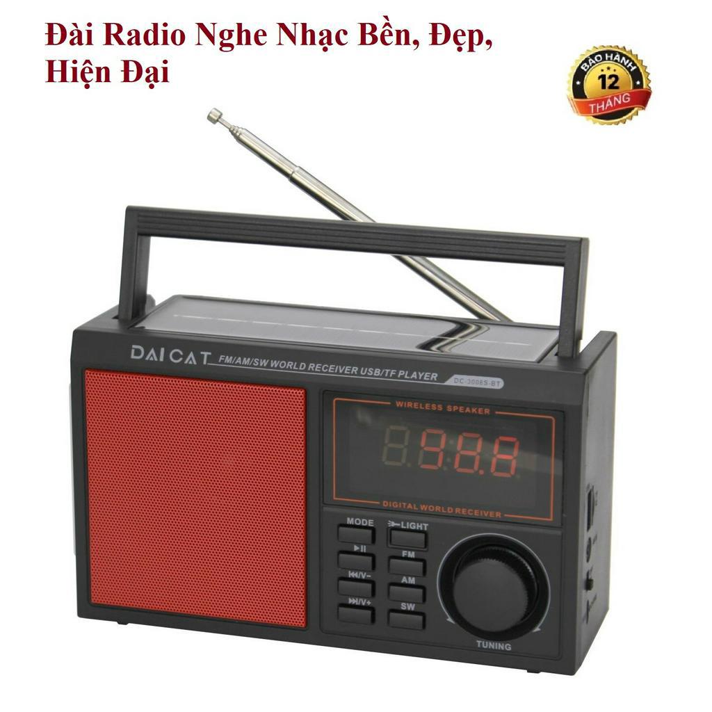 Máy nghe nhạc đài Radio FM DAICAT DC-3008BT-S Đài FM DC-3008BT-S có hỗ trợ thẻ nhớ TF và USB