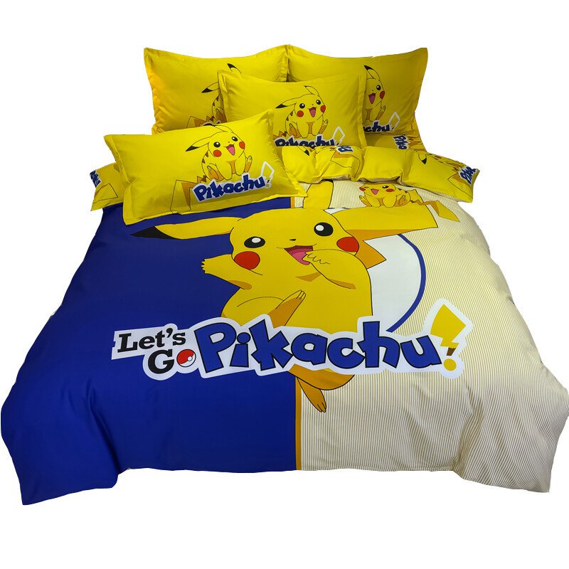 Bộ Chăn Ga Và Vỏ Gối 3 Trong 1 In Hình Pikachu Đáng Yêu