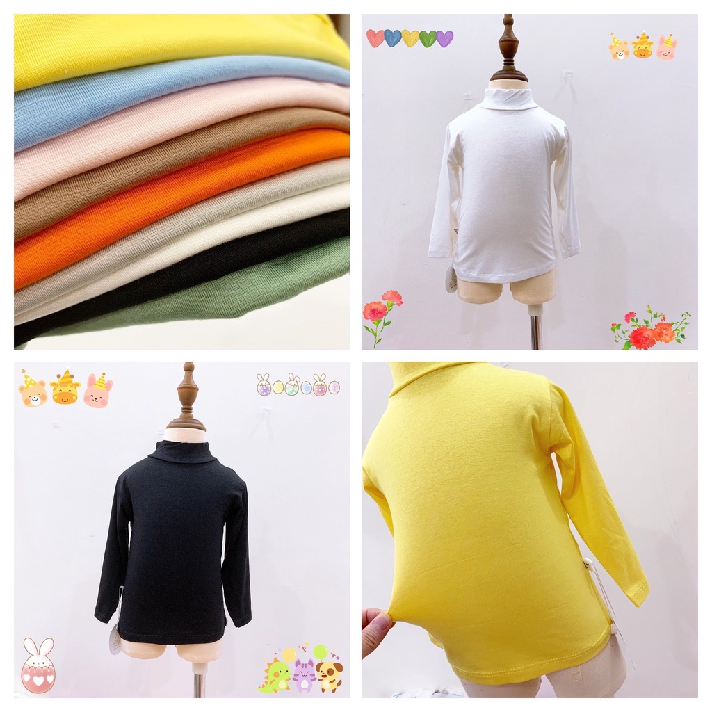 Áo giữ nhiệt cho bé cổ 3 phân vải thun lạnh co giãn 4 chiều mềm mại hàng kwoo chính hãng áo dài tay bé trai bé gái