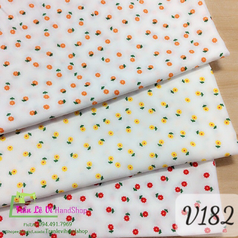 V182🌸VẢI TWILL HOẠ TIẾT HOA MAY ĐỒ CHO TRẺ EM, OUTFIT DOLL, OBITSU/ DIY, HANDMADE, QUILTING, SCRUNCHIES