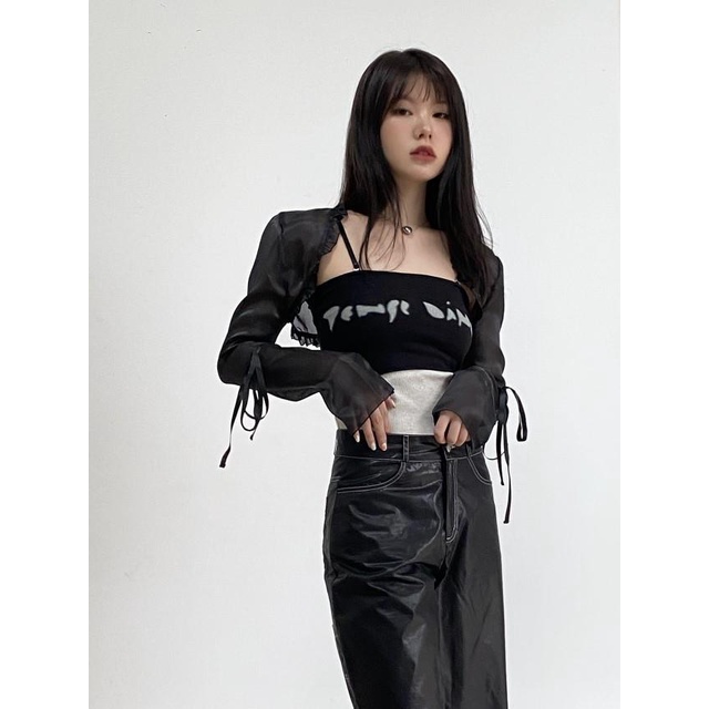 FXDAZI  Áo Khoác Ngoài Tay Dài Bằng Vải Organza Siêu Mỏng Tay Dài Phong Cách DENKO Dành Cho Nữ Mùa Hè