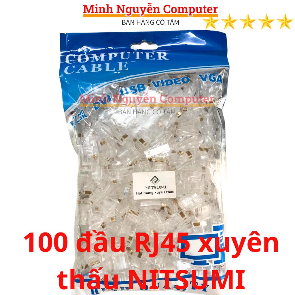 Hạt đầu mạng RJ45 xuyên thấu NITSUMI - Dùng bấm đầu cho dây mạng cat5 cat5E Cat6 Cat6E
